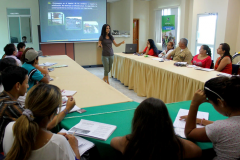 Imparting the official induction lecture to new Galapagos residents